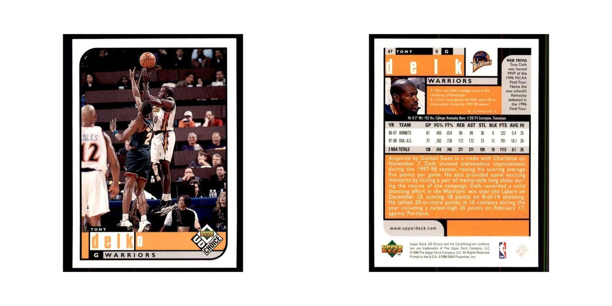1998 UD Choice Tony Delk Basketball Cards #47