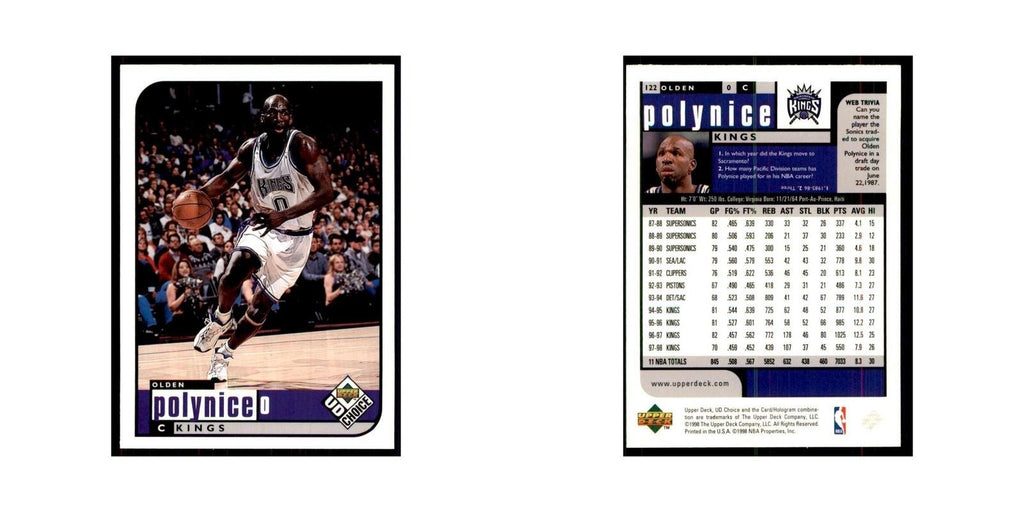 1998 UD Choice Olden Polynice Basketball Cards #122