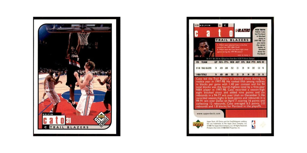 1998 UD Choice Kelvin Cato Basketball Cards #119