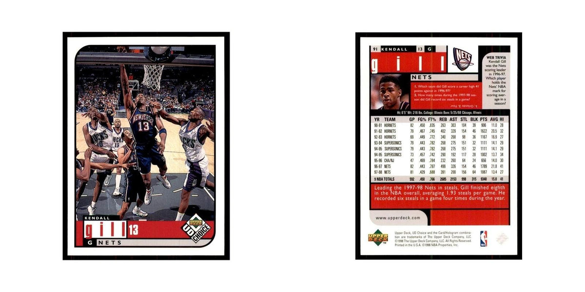 1998 UD Choice Kendall Gill Basketball Cards #91