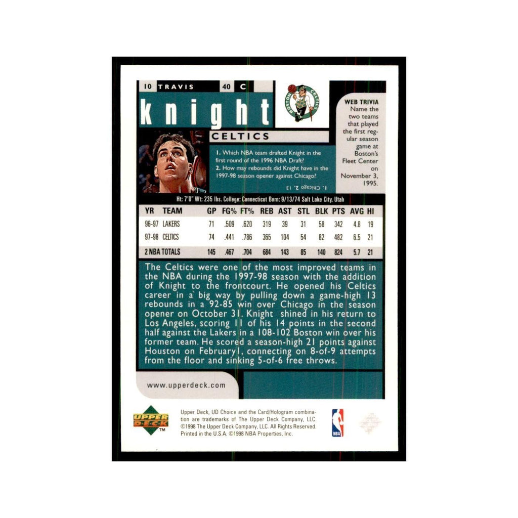 1998 UD Choice Travis Knight Basketball Cards #10