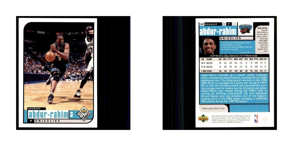 1998 UD Choice Shareef Abdur-Rahim Basketball Cards #149