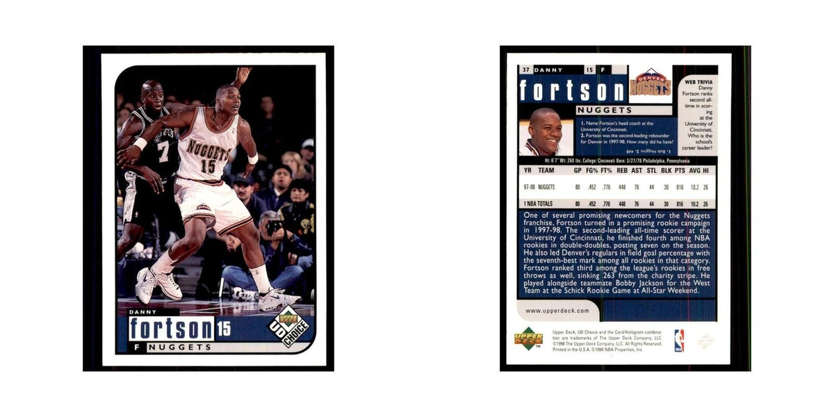 1998 UD Choice Danny Fortson Basketball Cards #37