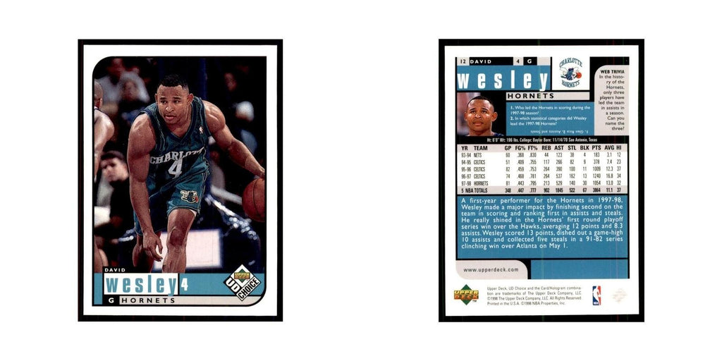 1998 UD Choice David Wesley Basketball Cards #12