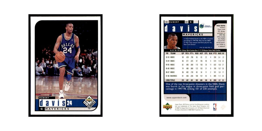 1998 UD Choice Hubert Davis Basketball Cards #32