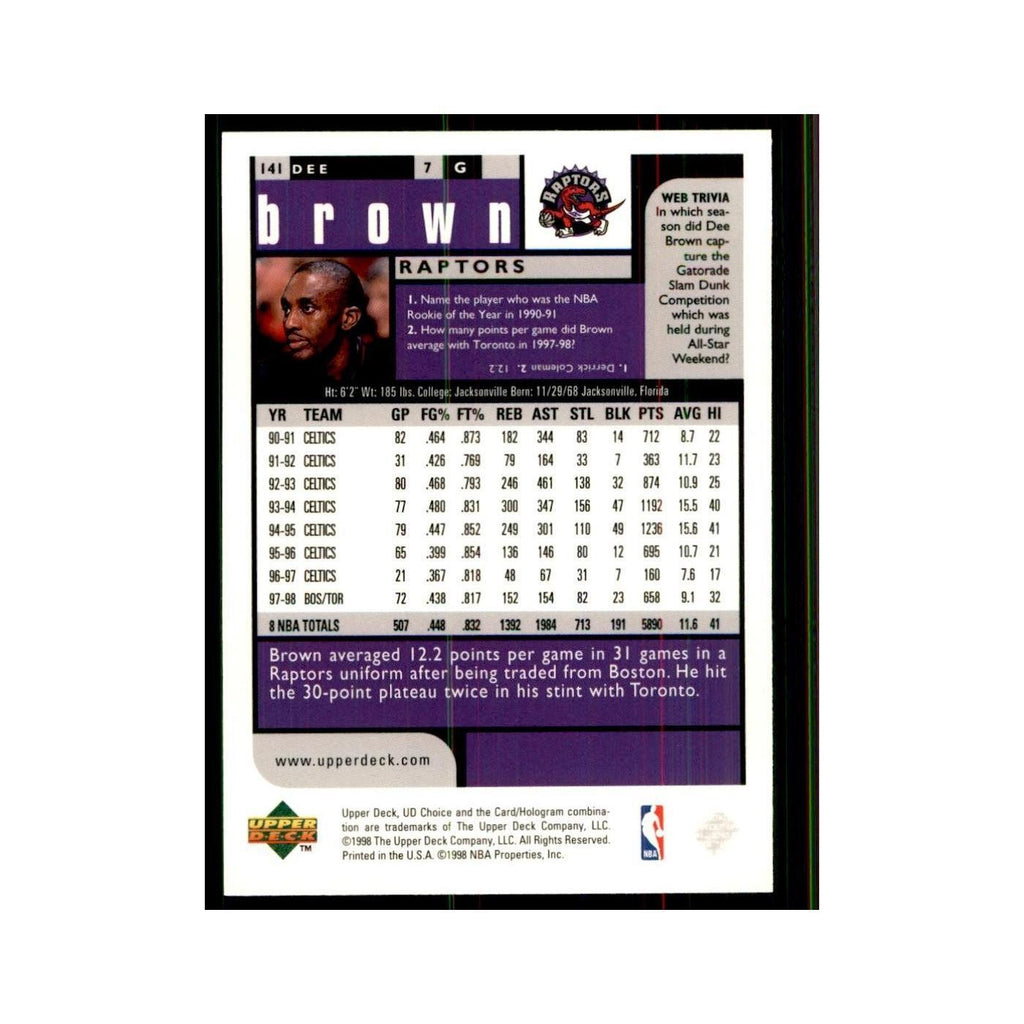 1998 UD Choice Dee Brown Basketball Cards #7