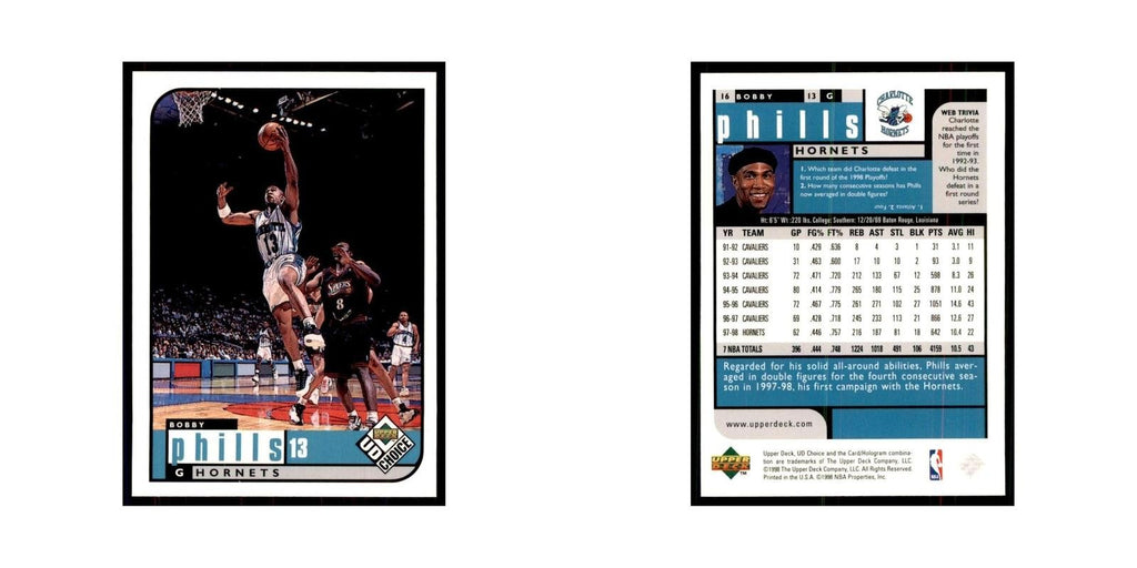 1998 UD Choice Bobby Phills Basketball Cards #16