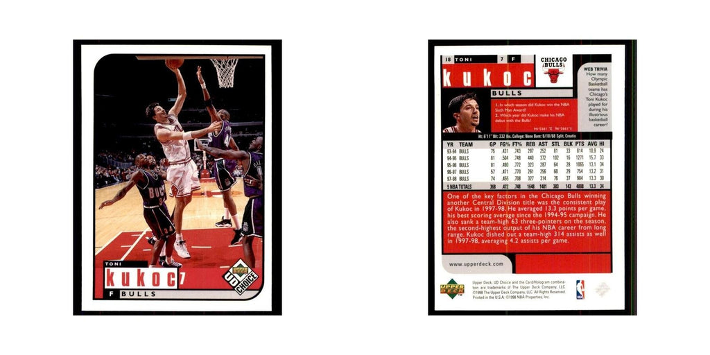 1998 UD Choice Toni Kukoc Basketball Cards #18