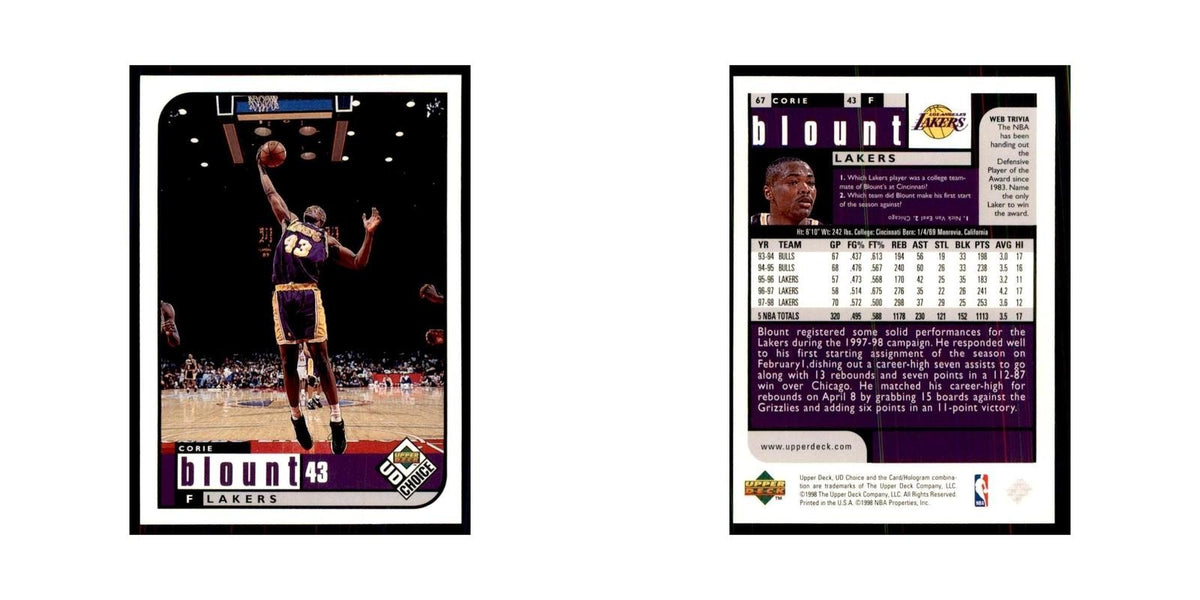 1998 UD Choice Corie Blount Basketball Cards #67