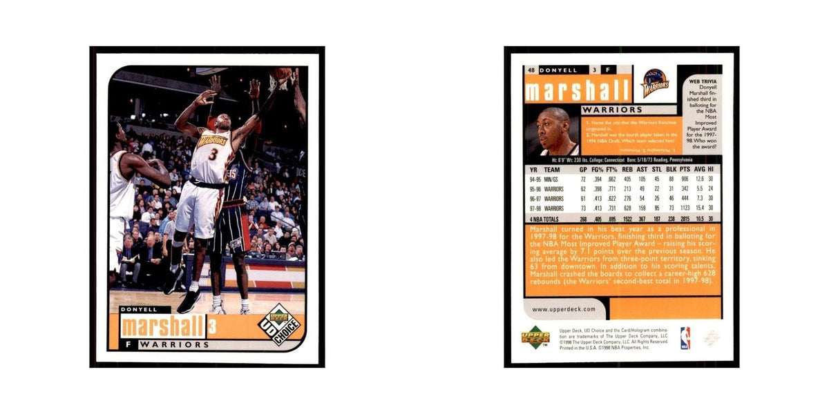 1998 UD Choice Donyell Marshall Basketball Cards #48