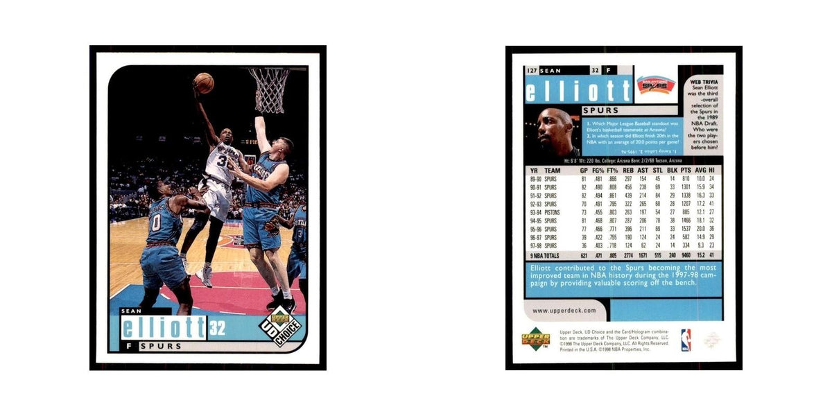 1998 UD Choice Sean Elliott Basketball Cards #127