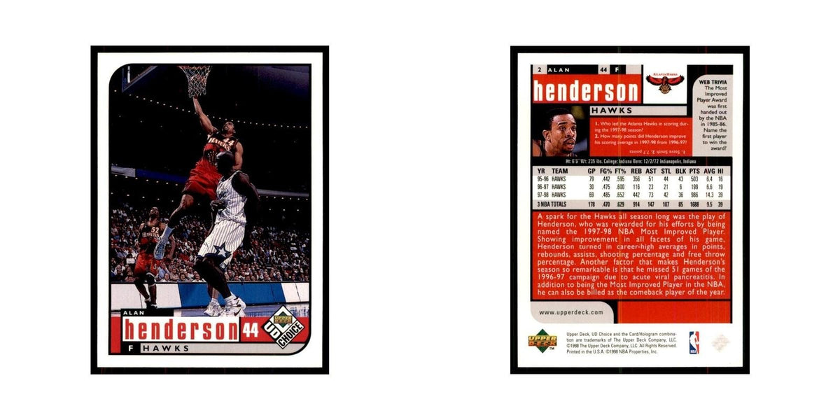 1998 UD Choice Alan Henderon Basketball Cards #2