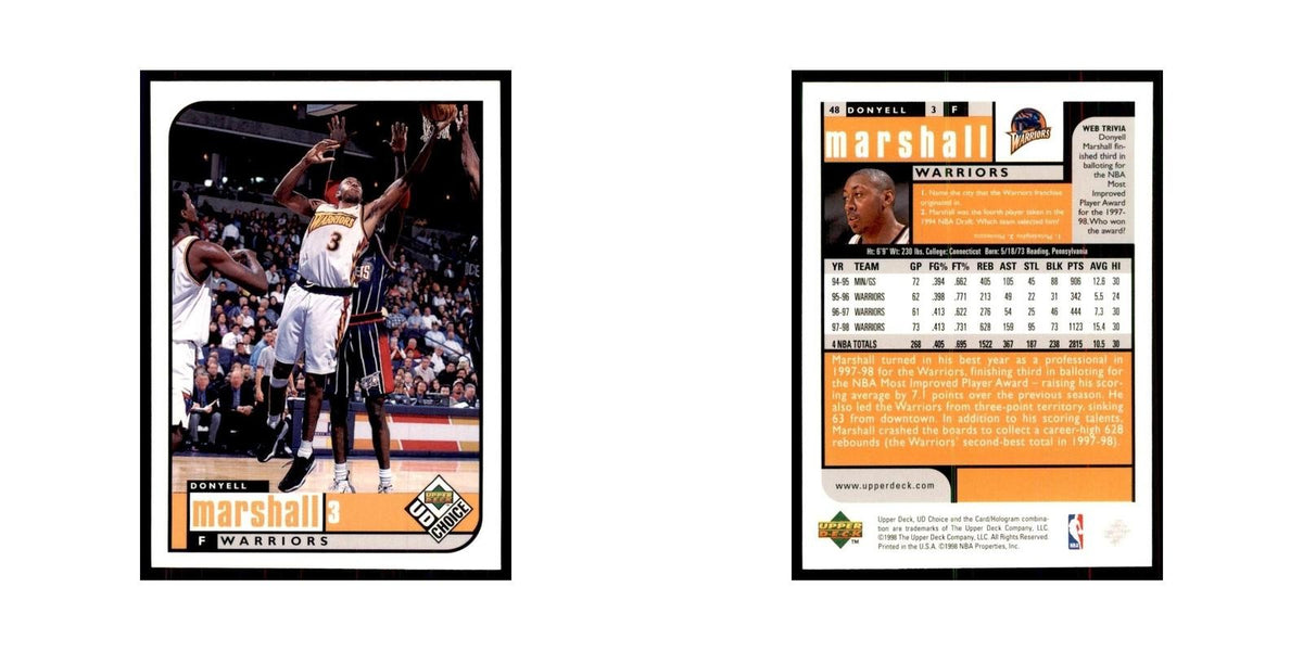 1998 UD Choice Donyell Marshall Basketball Cards #48