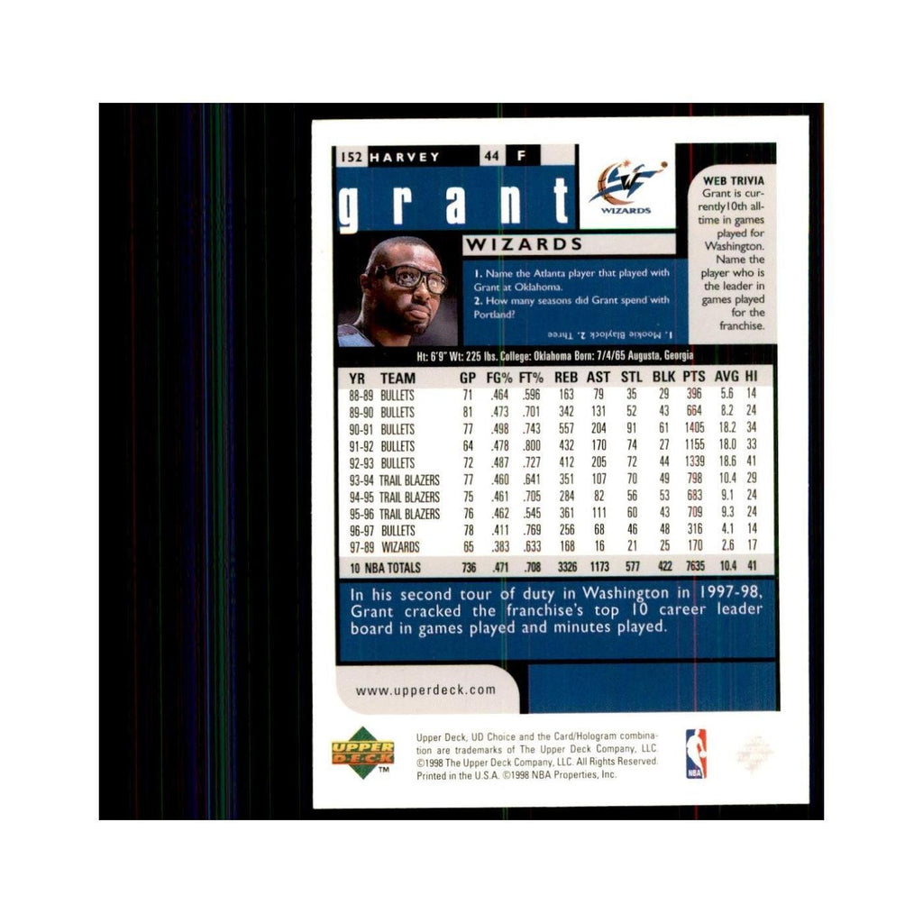1998 UD Choice Harvey Grant Basketball Cards #152