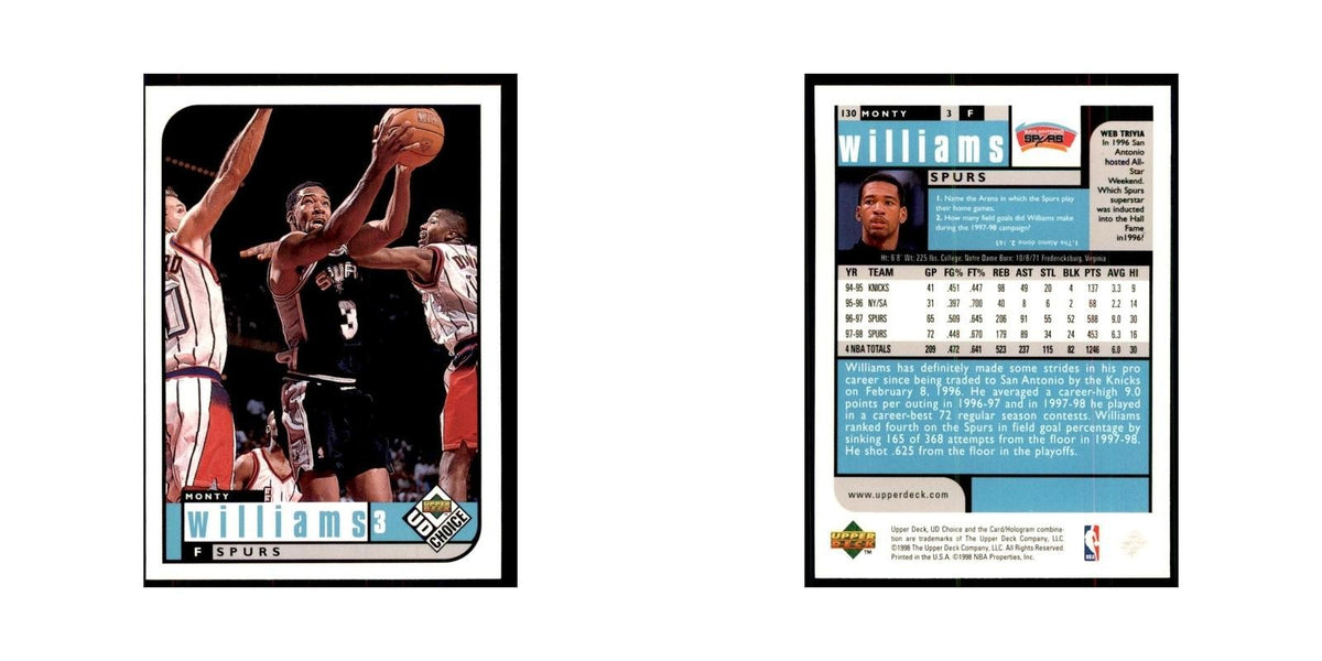 1998 UD Choice Monty Williams Basketball Cards #130