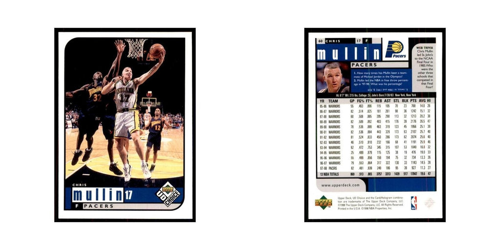1998 UD Choice Chris Mullin Basketball Cards #60