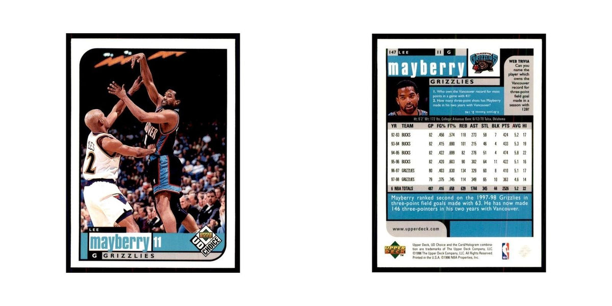 1998 UD Choice Lee Mayberry Basketball Cards #147