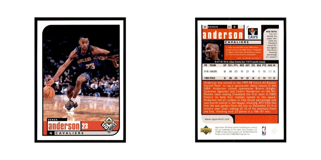 1998 UD Choice Derek Anderson Basketball Cards #24