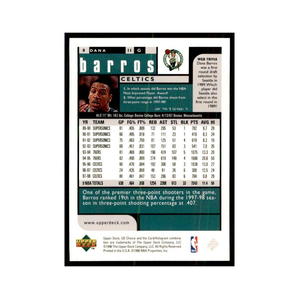 1998 UD Choice Dana Barros Basketball Cards #8