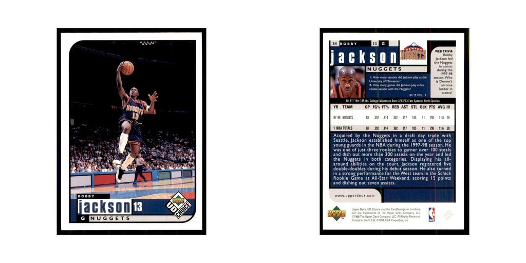 1998 UD Choice Bobby Jackson Basketball Cards #34