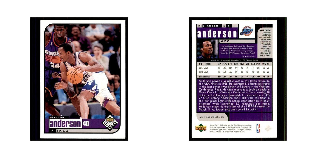 1998 UD Choice Shandon Anderson Basketball Cards #144