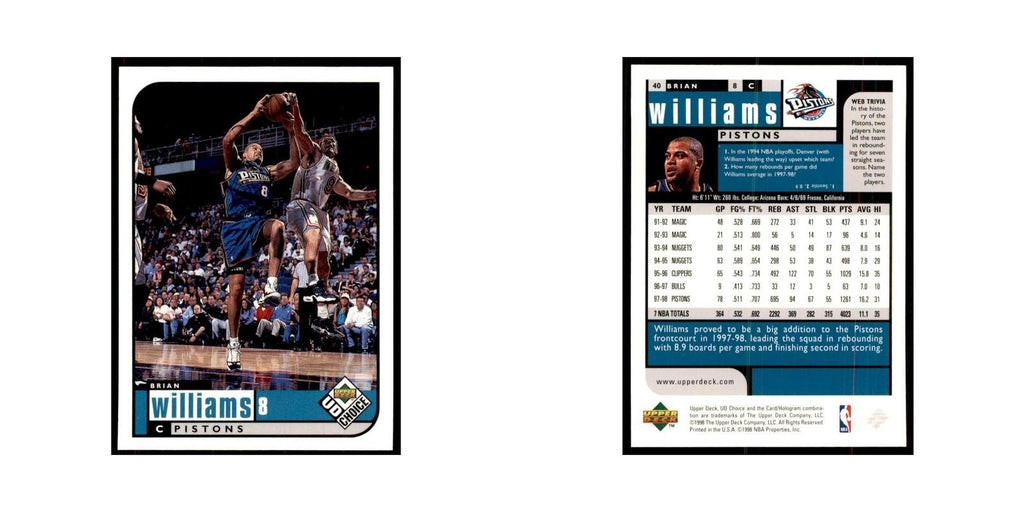 1998 UD Choice Brian Williams Basketball Cards #40
