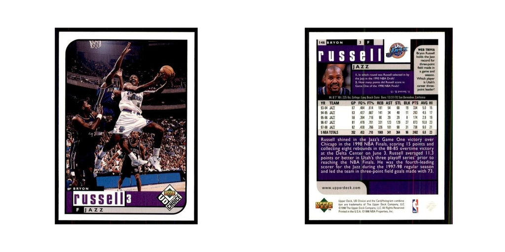 1998 UD Choice Bryon Russell Basketball Cards #146