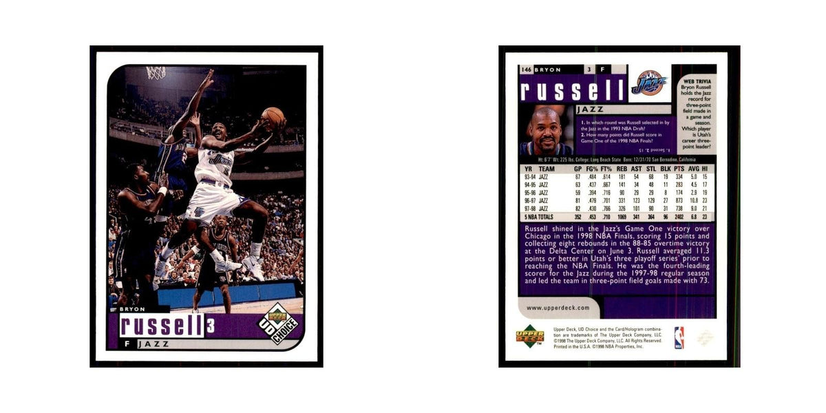 1998 UD Choice Bryon Russell Basketball Cards #146