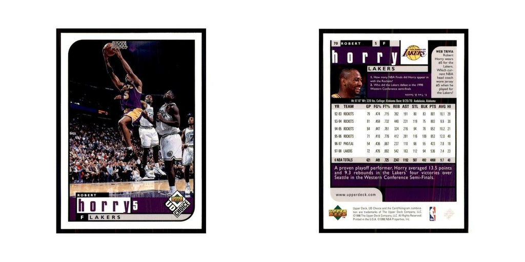 1998 UD Choice Robert Horry Basketball Cards #70