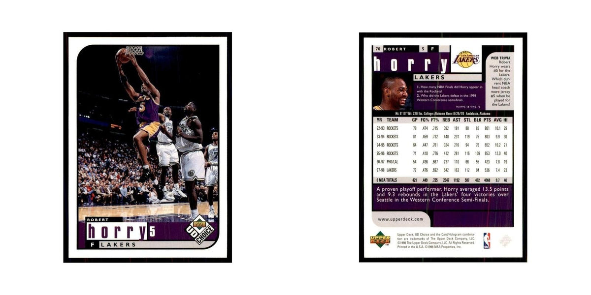 1998 UD Choice Robert Horry Basketball Cards #70