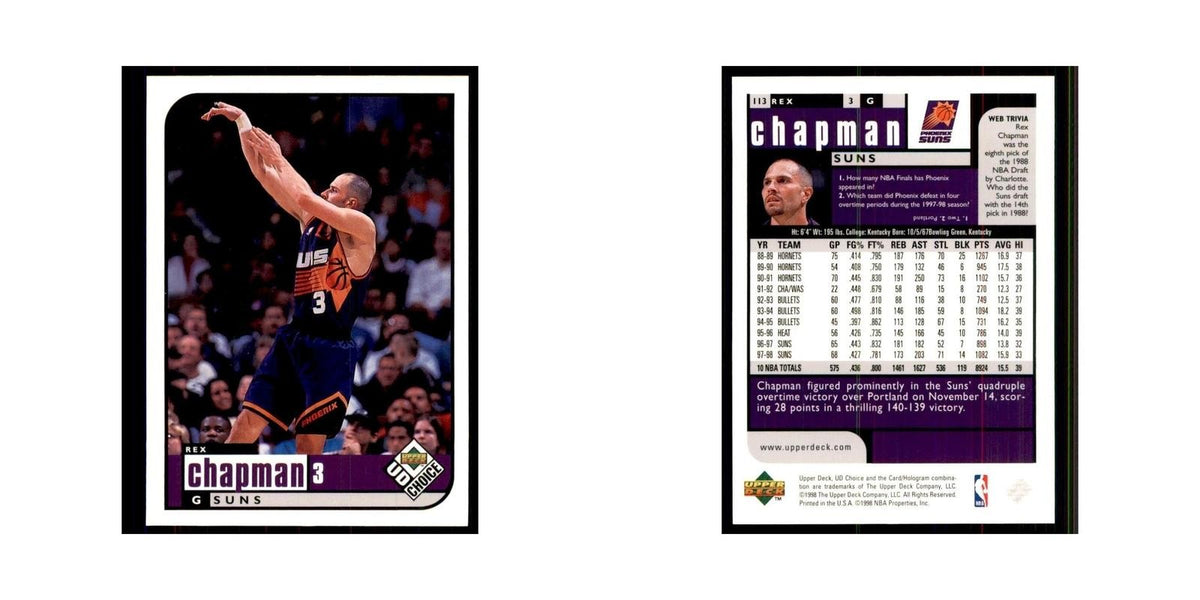 1998 UD Choice Rex Chapman Basketball Cards #113