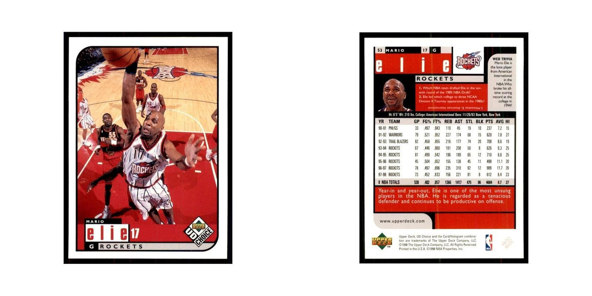1998 UD Choice Mario Elie Basketball Cards #53