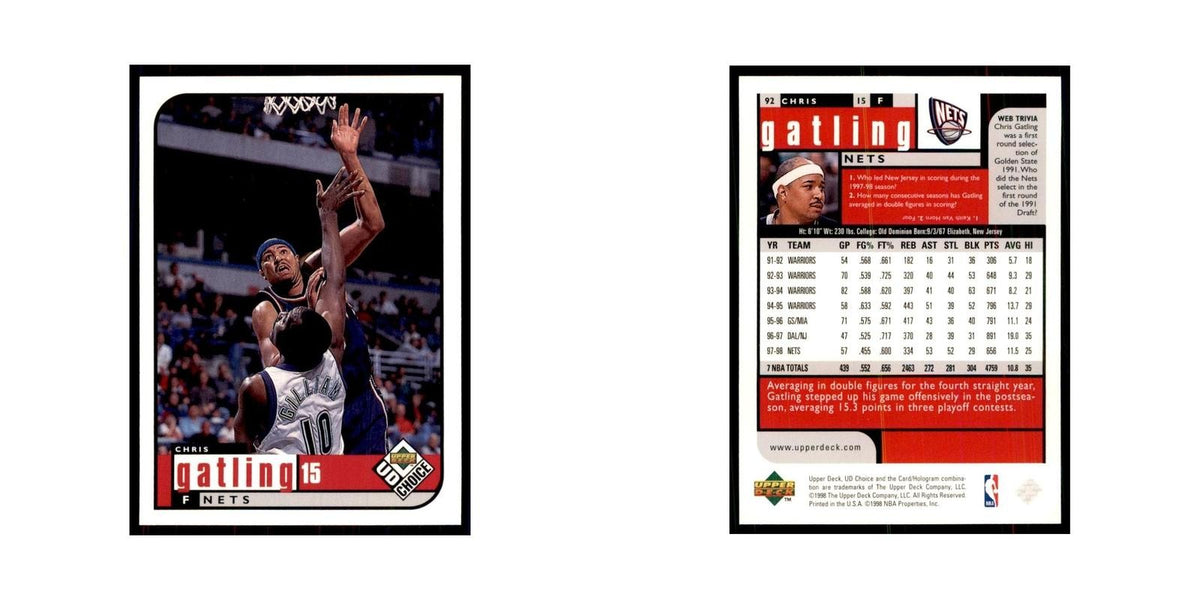 1998 UD Choice Chris Gatling Basketball Cards #92