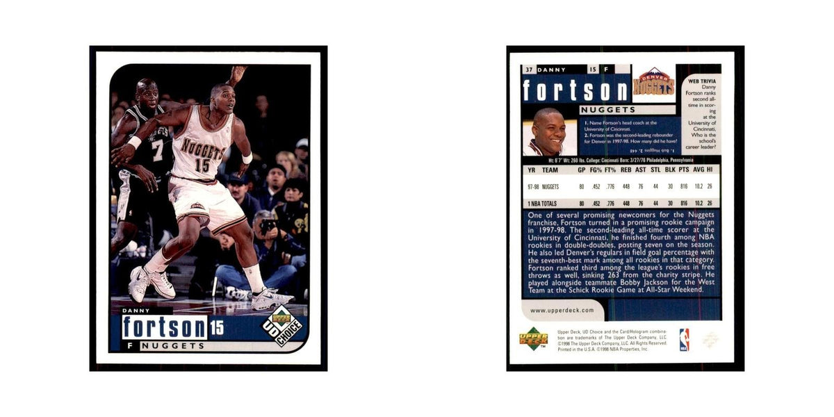 1998 UD Choice Danny Fortson Basketball Cards #37