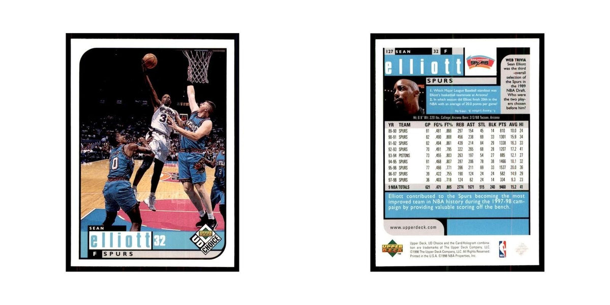 1998 UD Choice Sean Elliott Basketball Cards #127