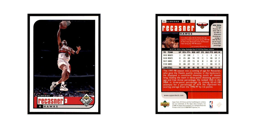 1998 UD Choice Eldridge Recasner Basketball Cards #5