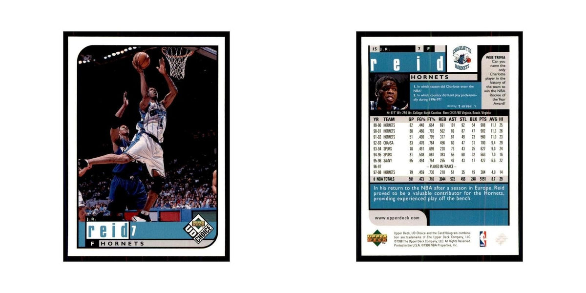 1998 UD Choice J.R. Reid Basketball Cards #15