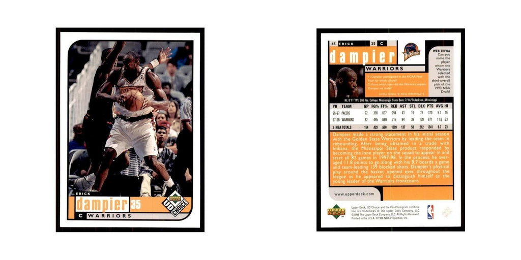 1998 UD Choice Erick Dampier Basketball Cards #45