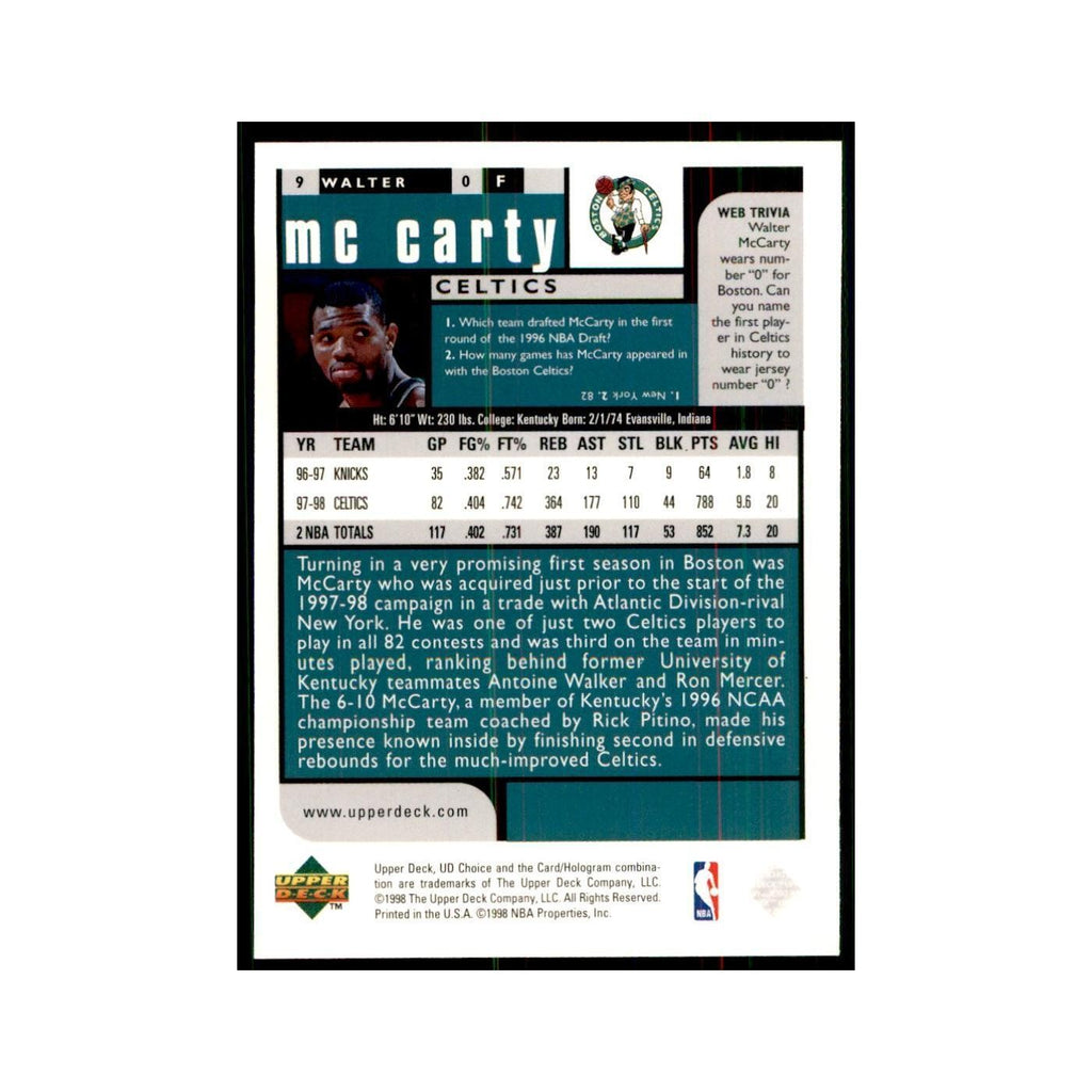 1998 UD Choice Walter McCarty Basketball Cards #9