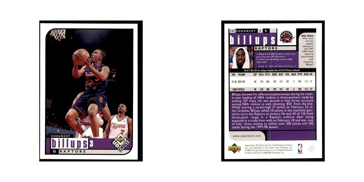1998 UD Choice Chauncey Billups Basketball Cards #137