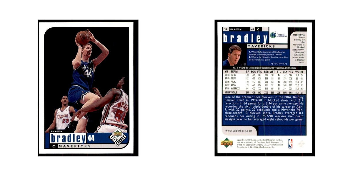 1998 UD Choice Shawn Bradley Basketball Cards #31