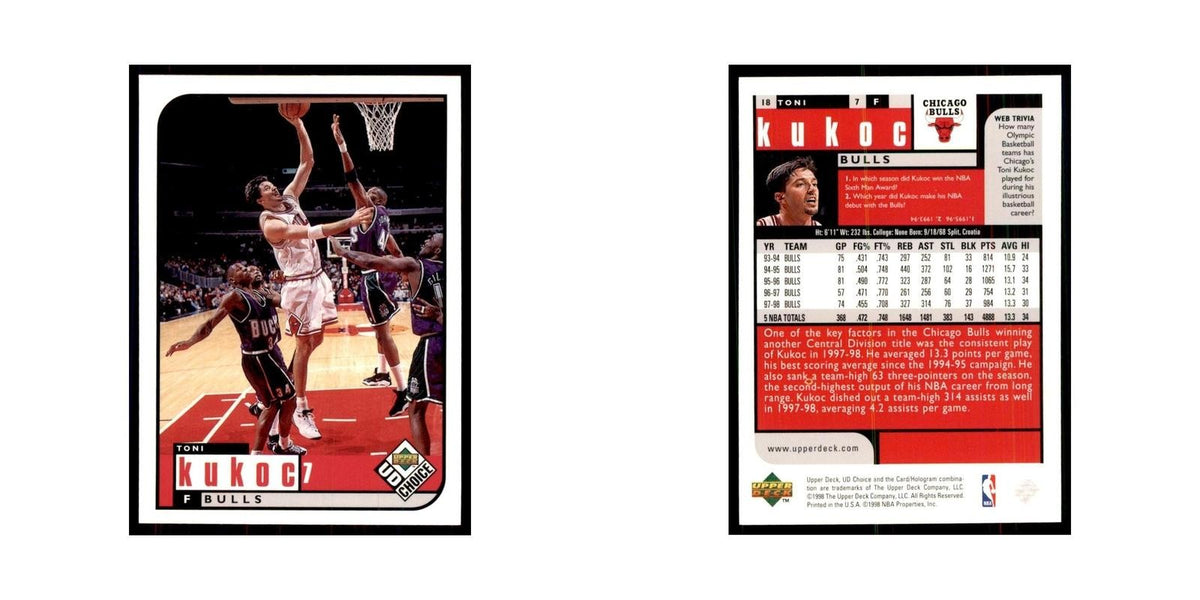 1998 UD Choice Toni Kukoc Basketball Cards #18