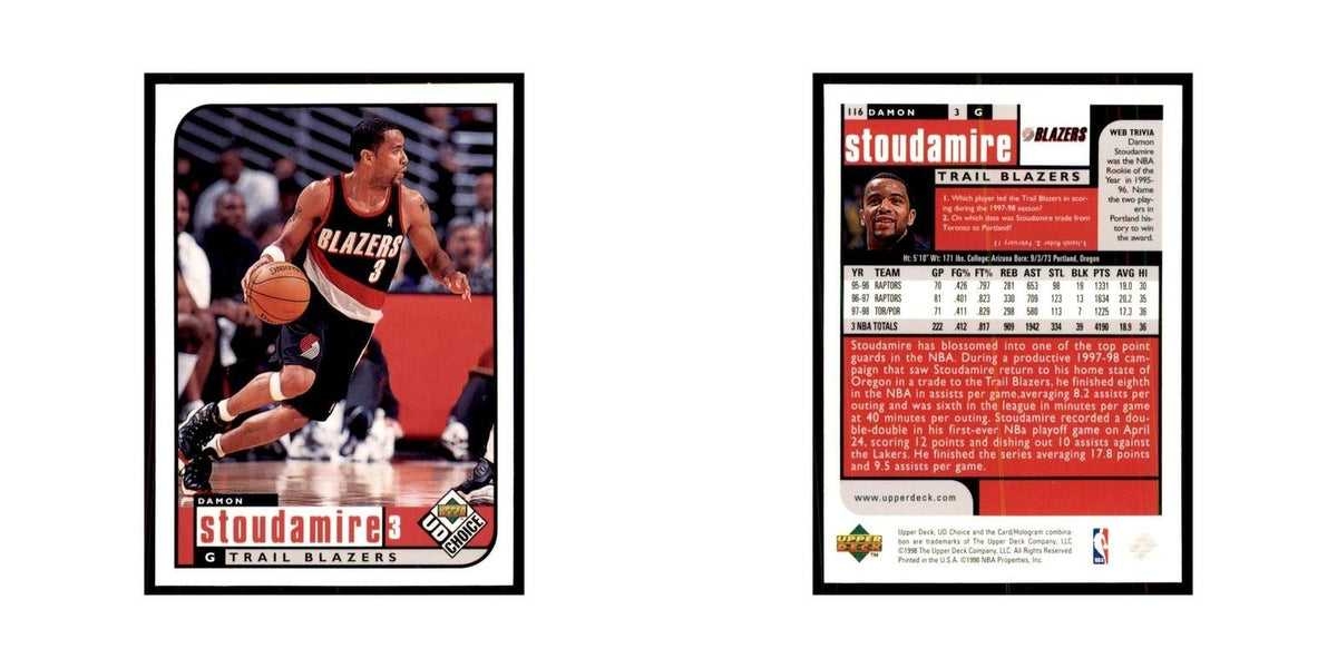 1998 UD Choice Damon Stoudamire Basketball Cards #116