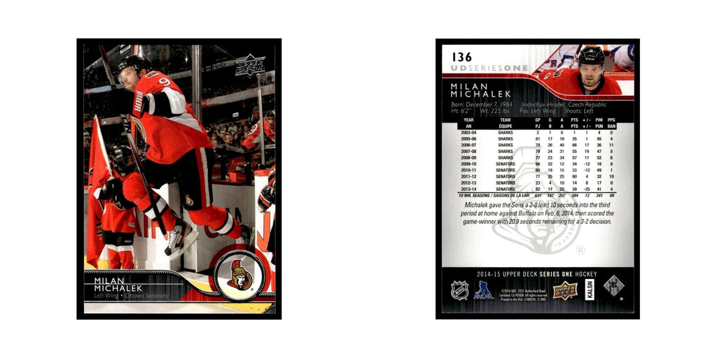 Milan Michalek 2014 Upper Deck #136 Ottawa Senators Hockey Card NM