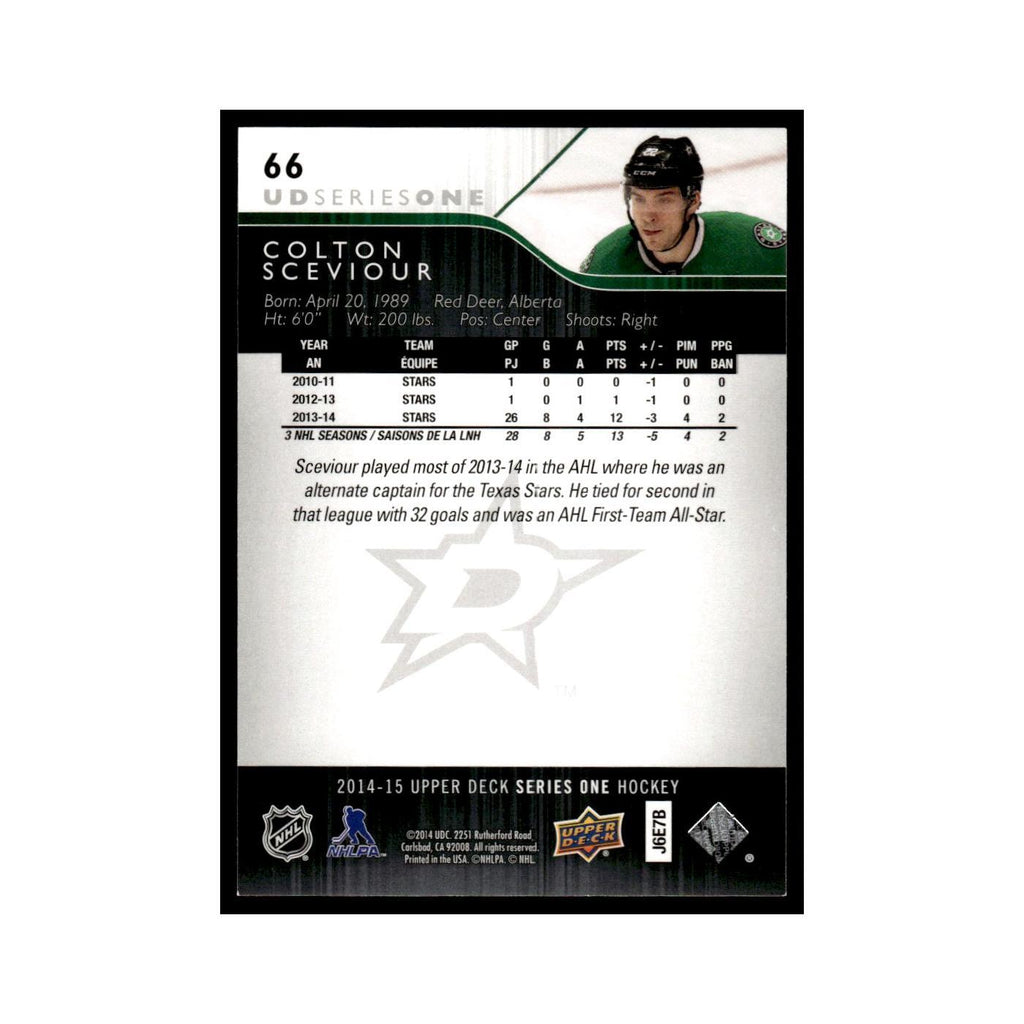 Colton Sceviour 2014 Upper Deck #66 Dallas Stars Hockey Card NM