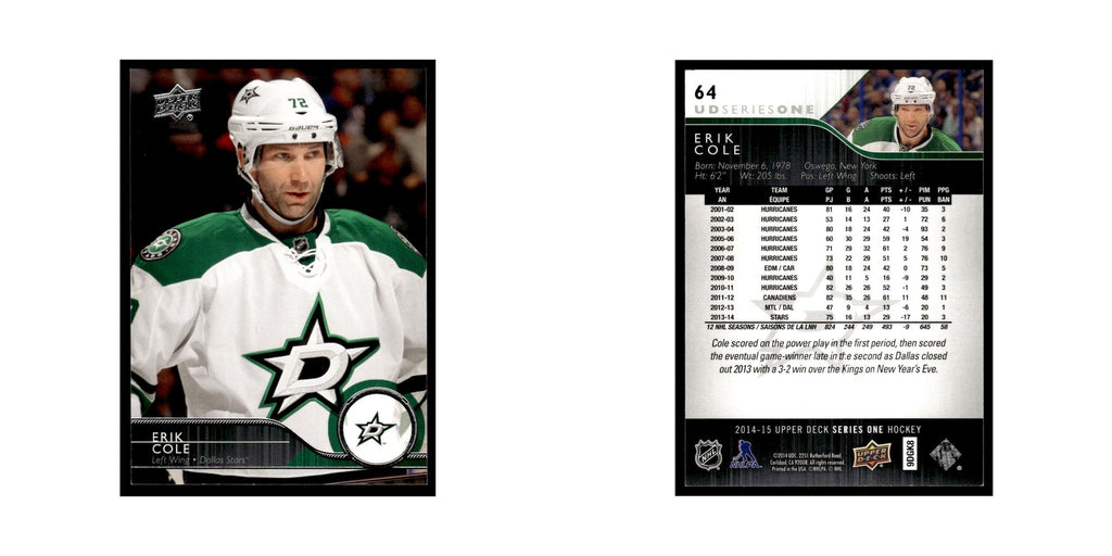 Erik Cole 2014 Upper Deck #64 Dallas Stars Hockey Card NM