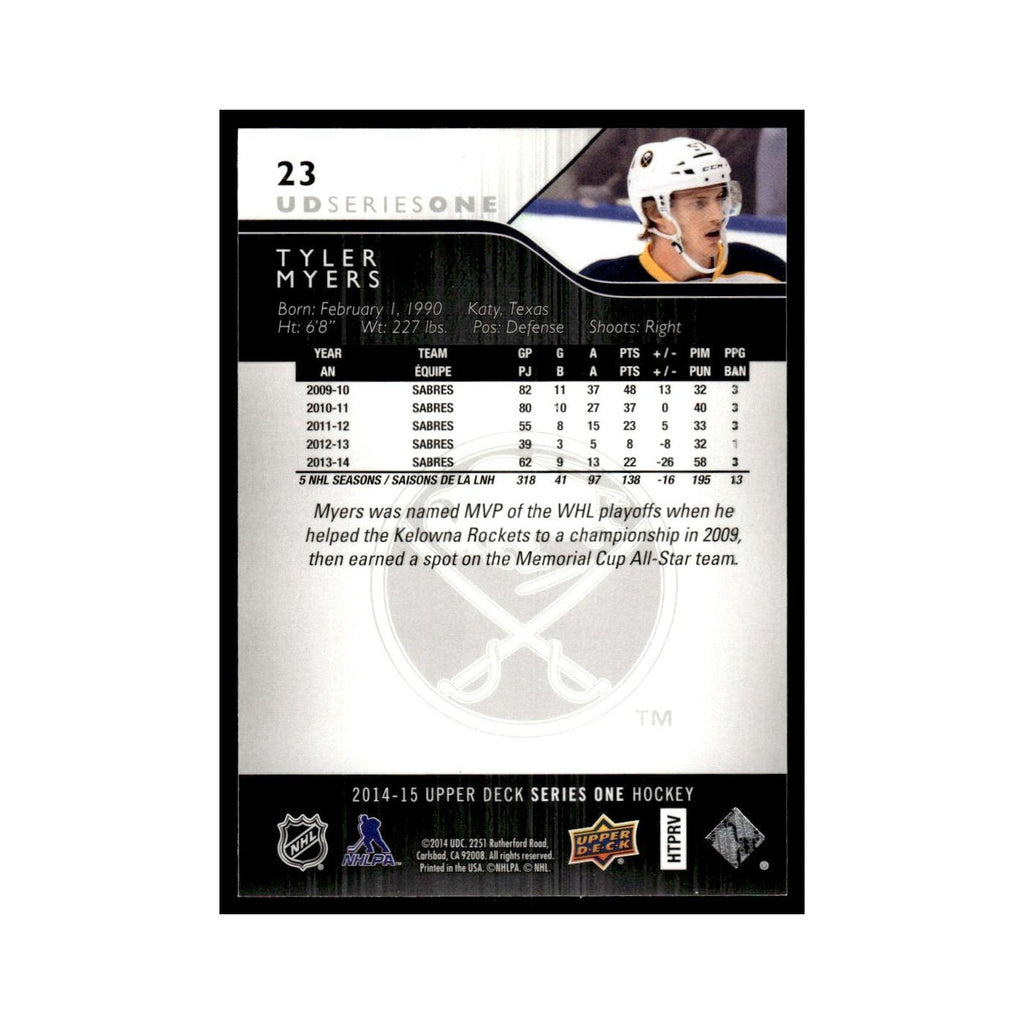 Tyler Myers 2014 Upper Deck #23 Buffalo Sabres Hockey Card NM