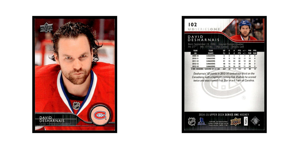 David Desharnais 2014 Upper Deck #102 Montreal Canadiens Hockey Card NM