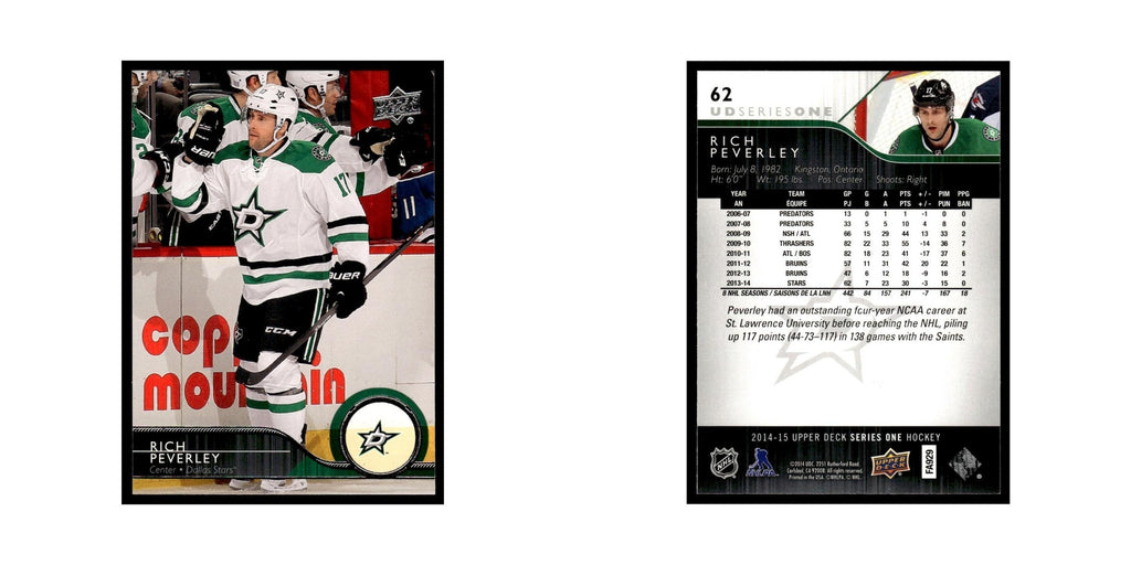 Rich Peverley 2014 Upper Deck #62 Dallas Stars Hockey Card NM