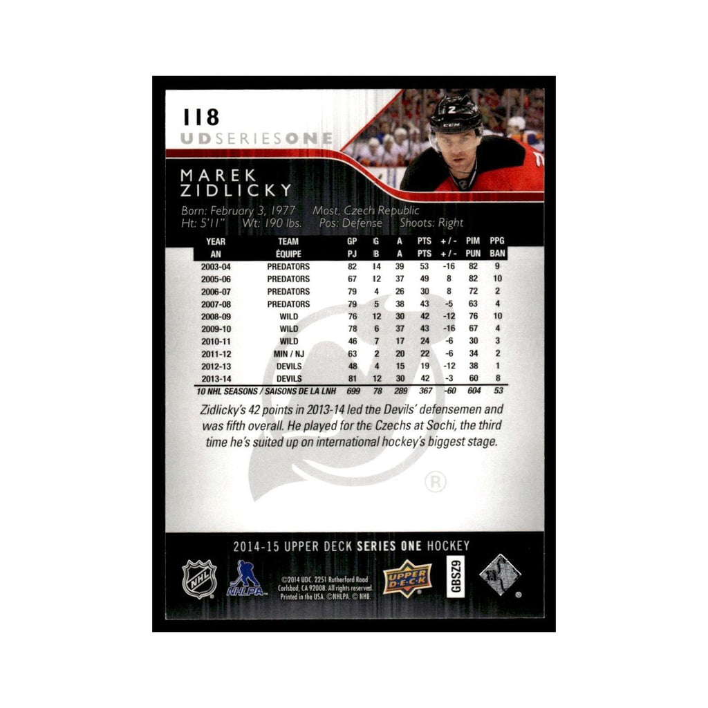 Marek Zidlicky 2014 Upper Deck #118 New Jersey Devils Hockey Card NM